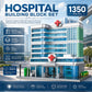 LQPFBSM Hospital Architecture Model Micro Mini Building Block Set 1350 Pieces Modern City Medical Center Building Set Detailed Open-Back Clinic