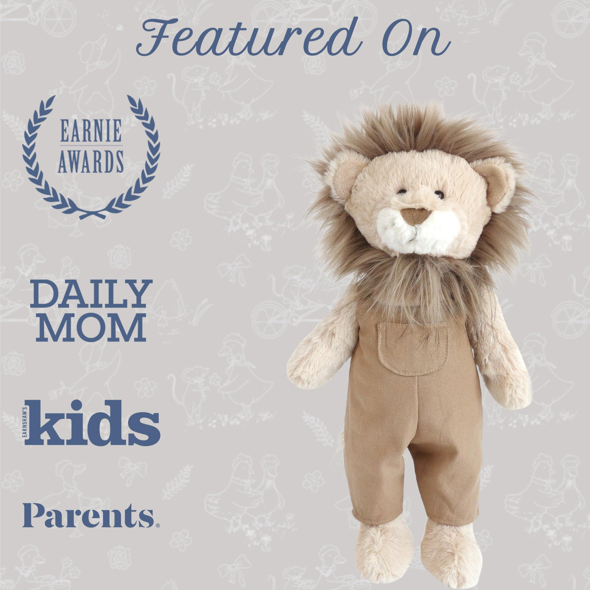MON AMI Leon The Lion 16-Inch Stuffed Animal, Soft Majestic Plush Boys