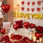 I Love You Balloons and Heart Balloon with 500 Pieces Rose Petals, Foil Mylar Love Balloons for Him/Her Wedding Anniversary Engagement Valentine Day