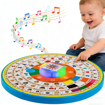 Spin Interactive Talking Toy for Toddlers 1 2 3 4 Year Olds,Montessori Electronic Learning Words Toy, Sing Music Sounds Glows,Speech Therapy