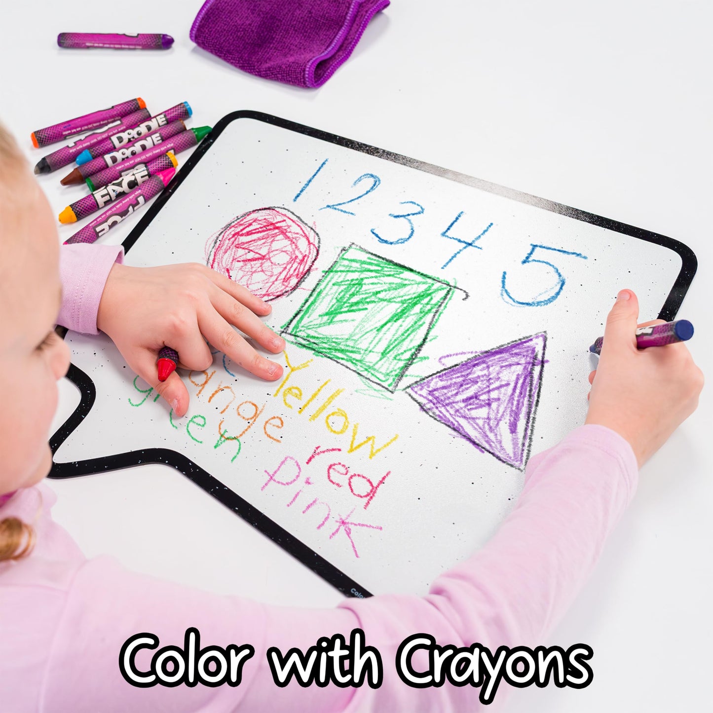 Speech Bubble Crayon Board | The Only Dry-Erase Lap Board for Visual & Hand Development | Crayons, Not Markers | Infant, Toddler, Kids, Classroom |