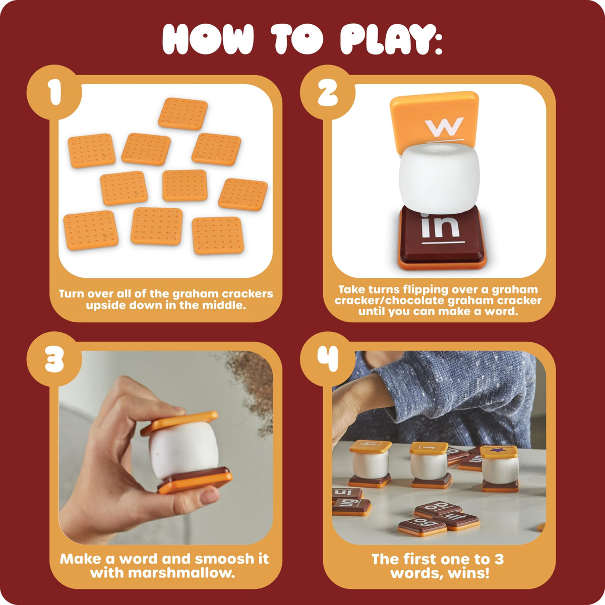 Learning Resources Let's Spell S'Mores - Montessori Toys, Kindergarten Learning Activities, Phonemic Awareness Flash Cards, Dyslexia Tools for Kids,