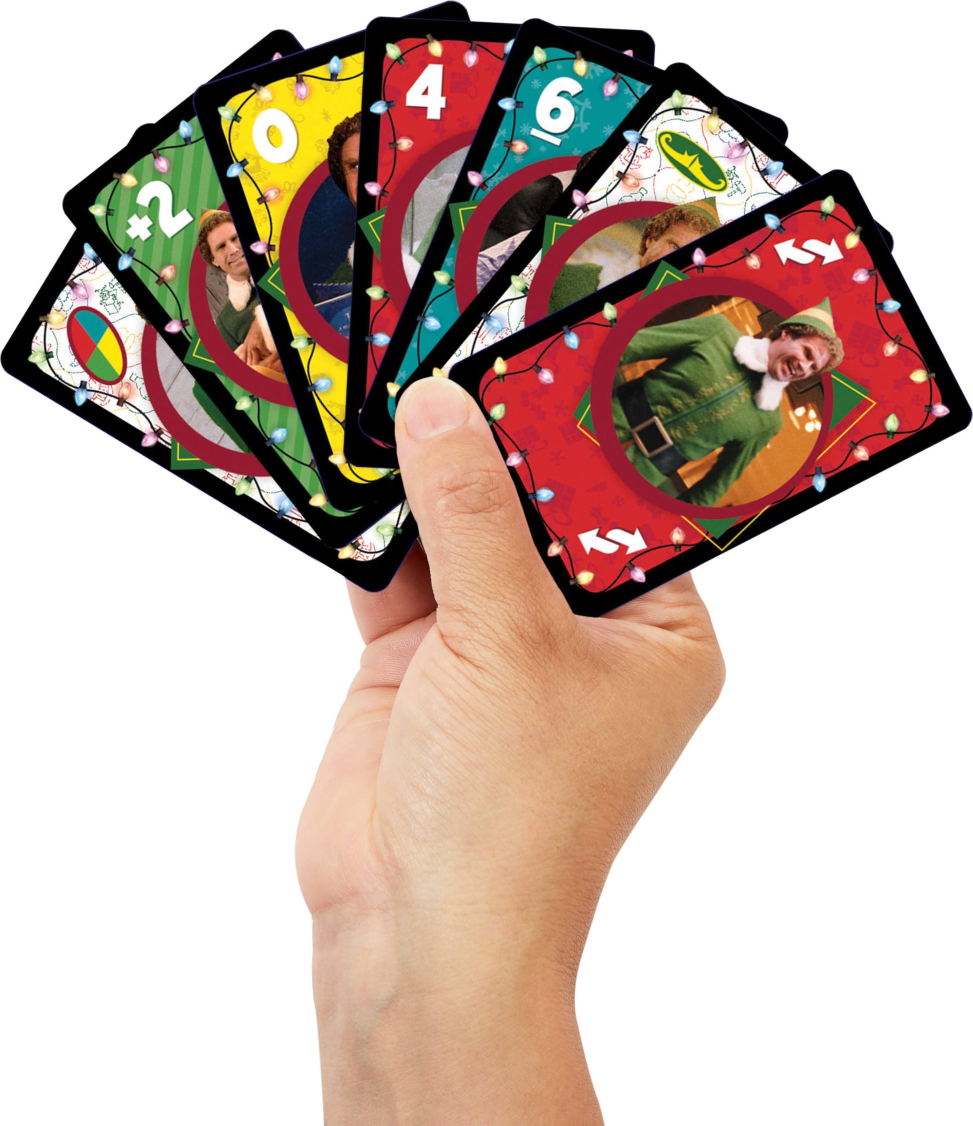 Mattel Games UNO Fandom Elf Card Game for Kids, Adults & Families, Deck Includes Collectible Foil with Images from the Movie