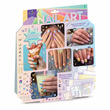 Craft-tastic - Nail Art - Over 3,000 Nail Stickers - Dinosaurs, Flowers, Butterflies, Geometric, Moon, Stars - for Ages 8+