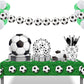 2 Pcs Football Soccer Field Theme Table Cover ,Vibrant Green Grass with Soccer Ball Pattern, Water Resistant Plastic Tablecloth for Sports Bar Events