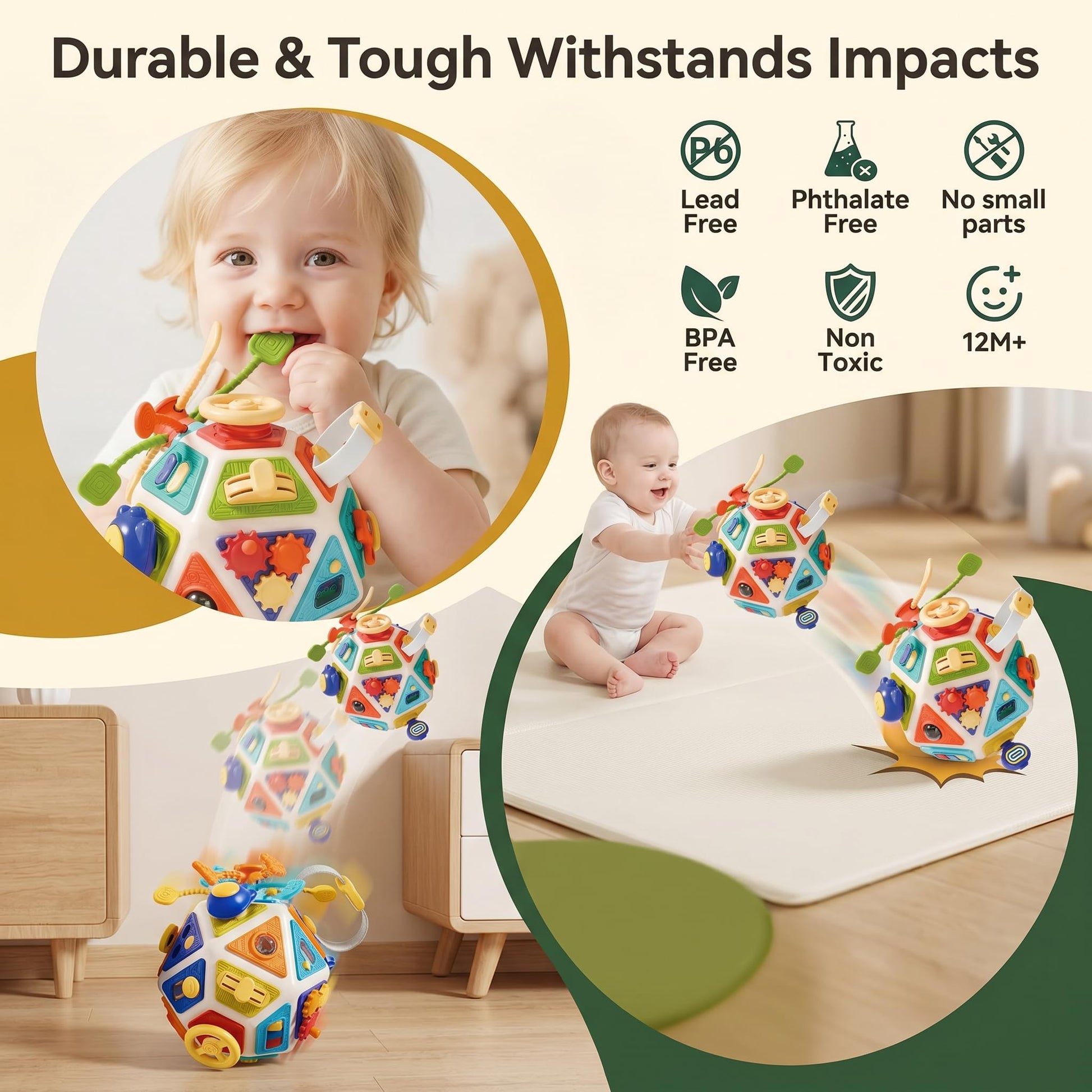 FingTip 22-in-1 Montessori Baby Busy Board Activity Cube, Sensory Toys for Toddlers 1-4, Fine Motor Skills Travel & Early Educational Learning Baby