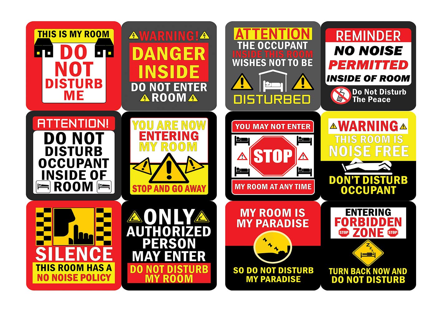 Creanoso Do Not Disturb My Room Stickers (12 des. x 2pcs ea.)