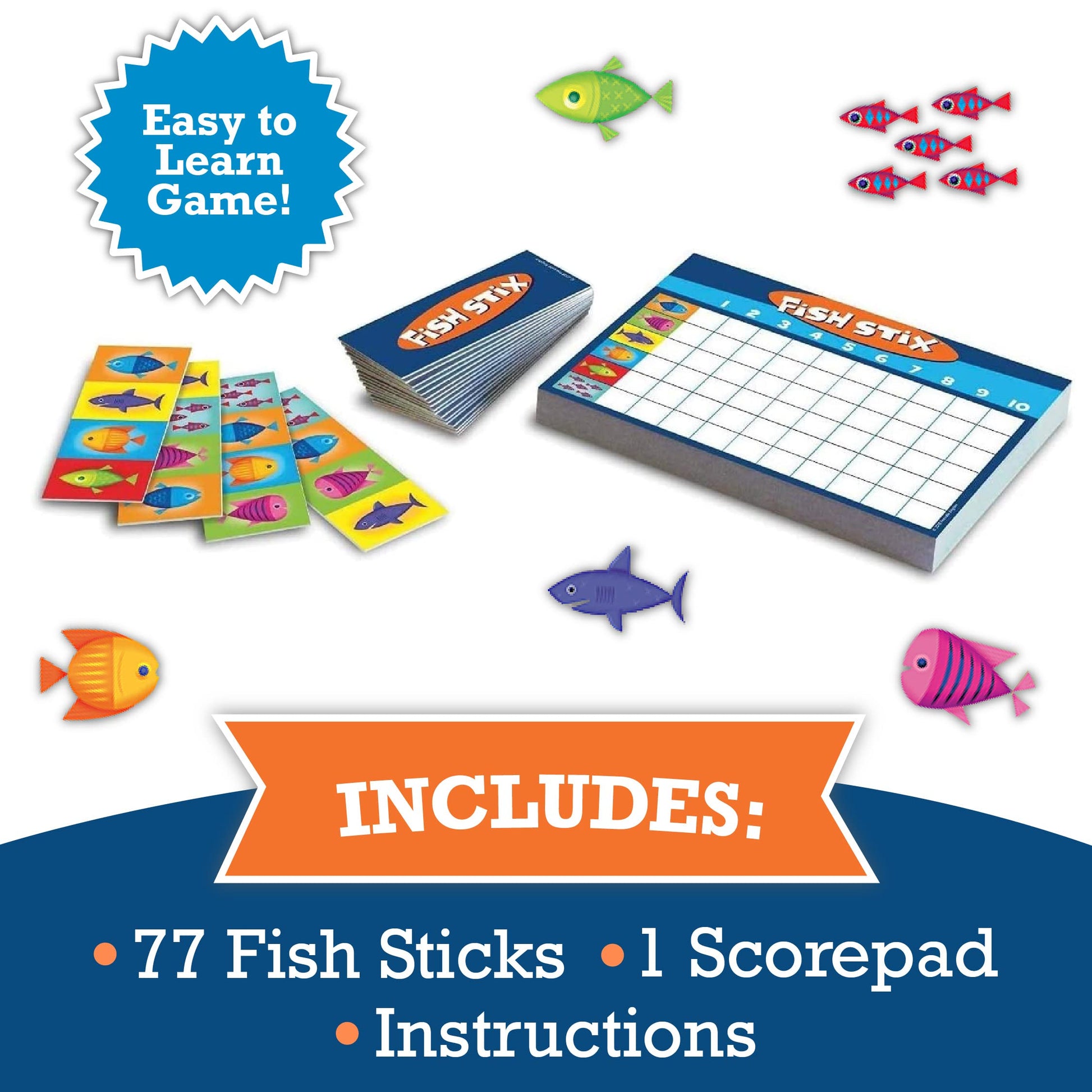 Peaceable Kingdom Fish Stix Award-Winning Strategy Board Game for Kids Ages 6+ Color & Pattern Matching Family Game Night Cooperative Game 2-4 Players