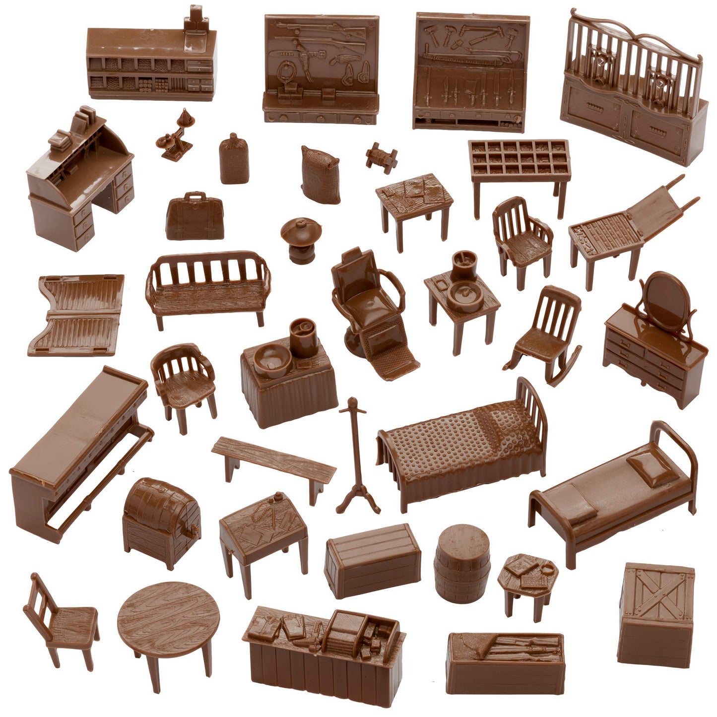 BMC Classic Marx Western Town Furniture 42pc Plastic Cowboy Playset Accessories