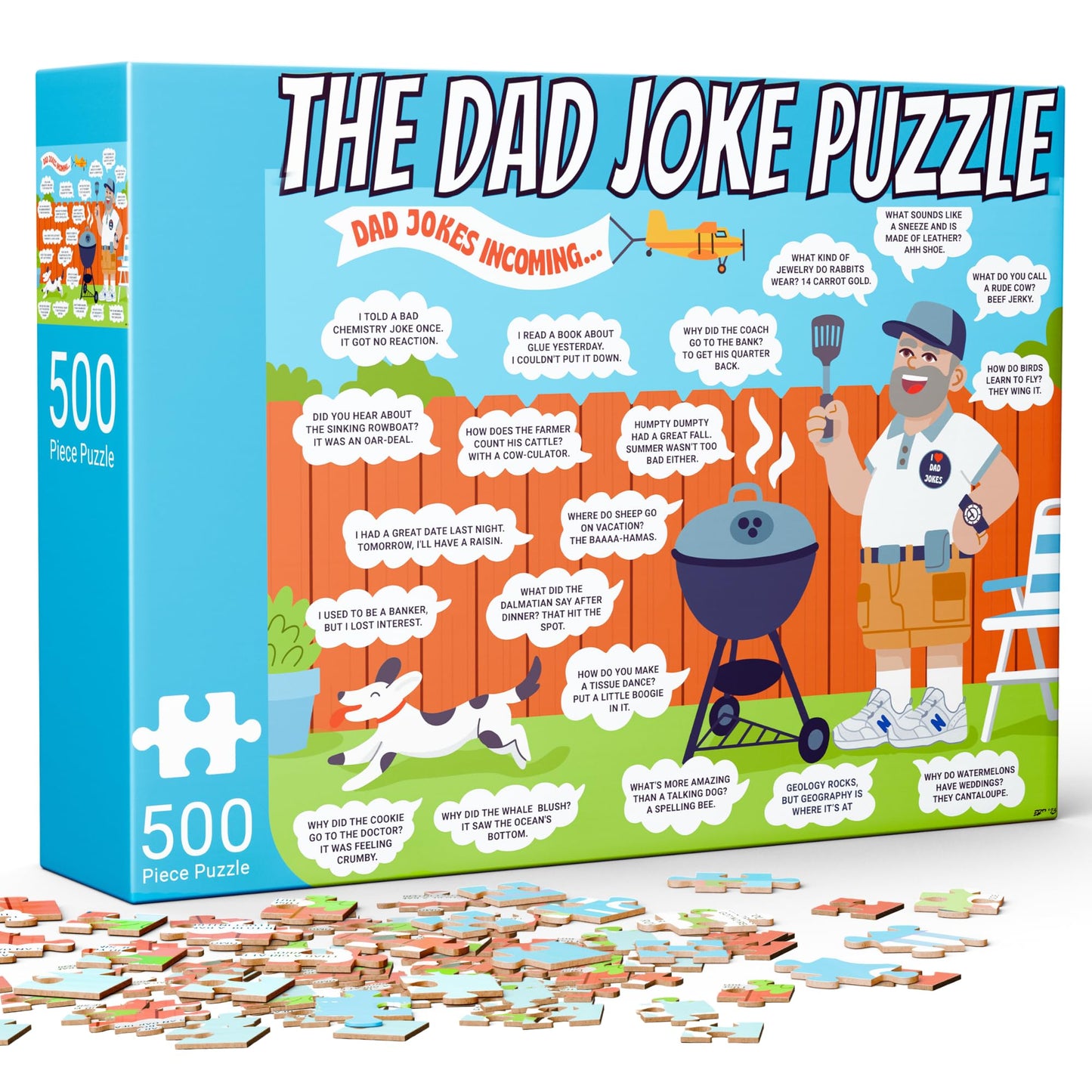 Dad Gifts - 500 Piece Dad Joke Puzzle - Jigsaw Puzzles for Adults, 40th, 50th, 60th Birthday Gift Ideas, Fun Gift for Fathers Day