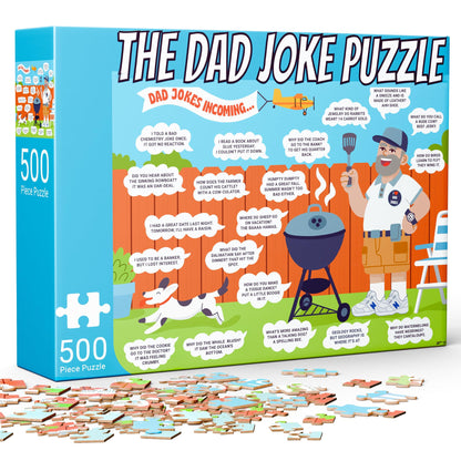 Dad Gifts - 500 Piece Dad Joke Puzzle - Jigsaw Puzzles for Adults, 40th, 50th, 60th Birthday Gift Ideas, Fun Gift for Fathers Day