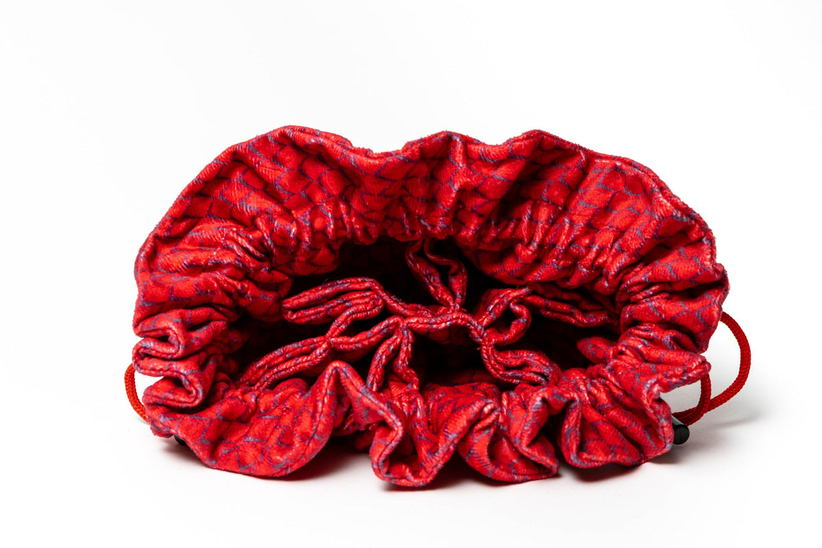 FanRoll Dragon Storm Velvet Compartment Dice Bag: Red Dragon Scales