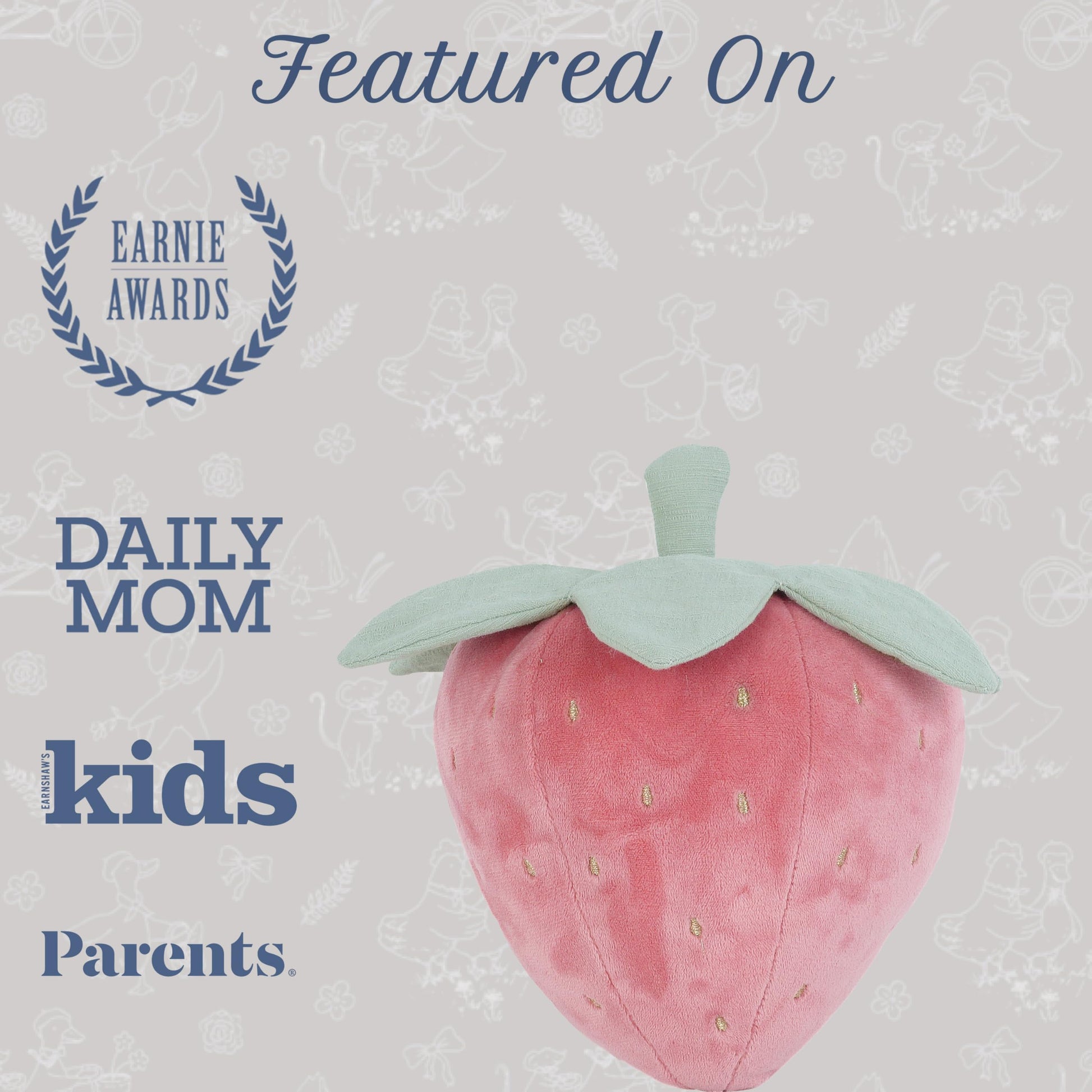 MON AMI Berry Soft Stuffed Plush Toy - 7”, Handcrafted Squishable Fruit Plushie, Use as Toy or Nursery Room Décor, Great Gift for Kids of All Ages