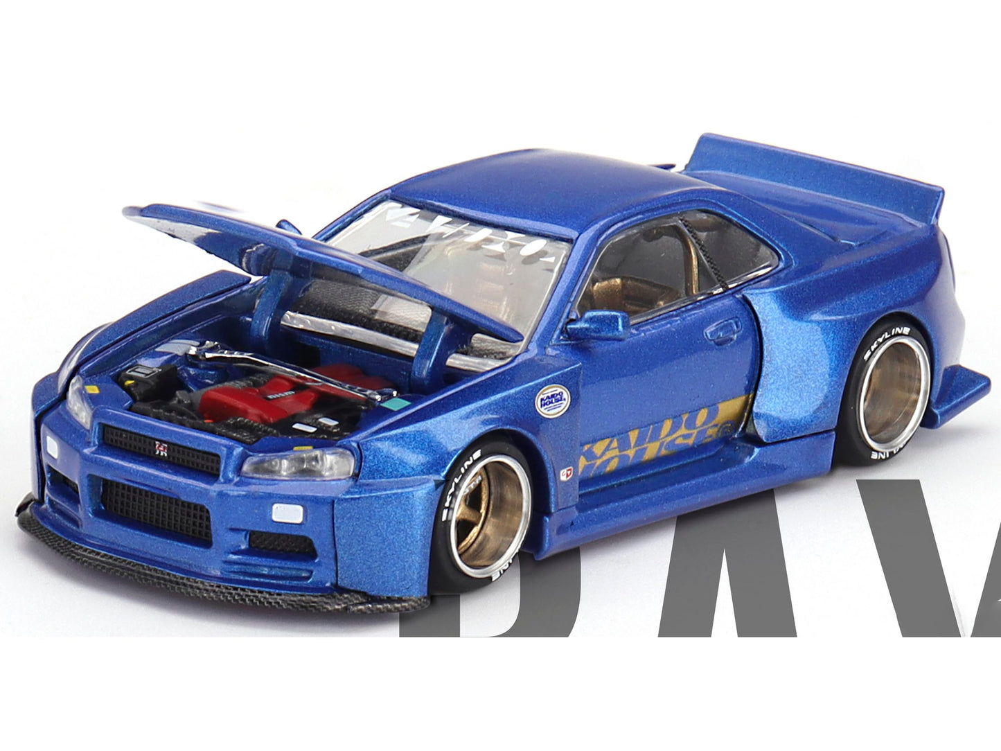 Kaido House Nissan Skyline GT-R (R34) Kaido Works Shinjuku V2 by Mini GT in Blue 158