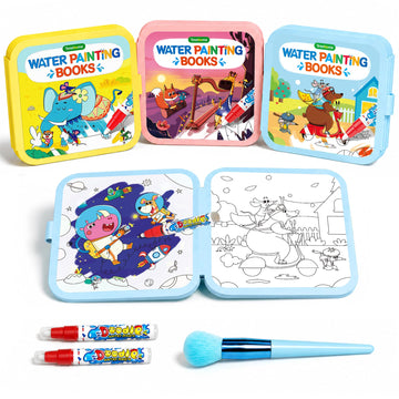 Timetome Water Coloring Book for Kids, 3 Pack Fairy Tale Animal Dinosaur Water Painting Book for Toddlers 1-3, Reusable Water Doodle Book, Montessori