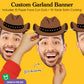 Big Dot of Happiness Custom Western Hoedown Face Cut Out Garland Banner, Personalized Wild West Rodeo Party Decor, 30 Feet of Cord, 10 Cowboy Hat