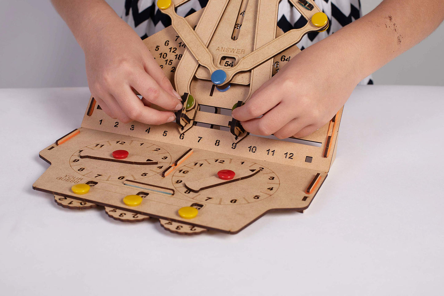 Smartivity Multiplication Machine 3D Wooden Model Engineering Educational Toy for Kids Ages 6 and Up, includes Rubber Bands, Engineered Wood