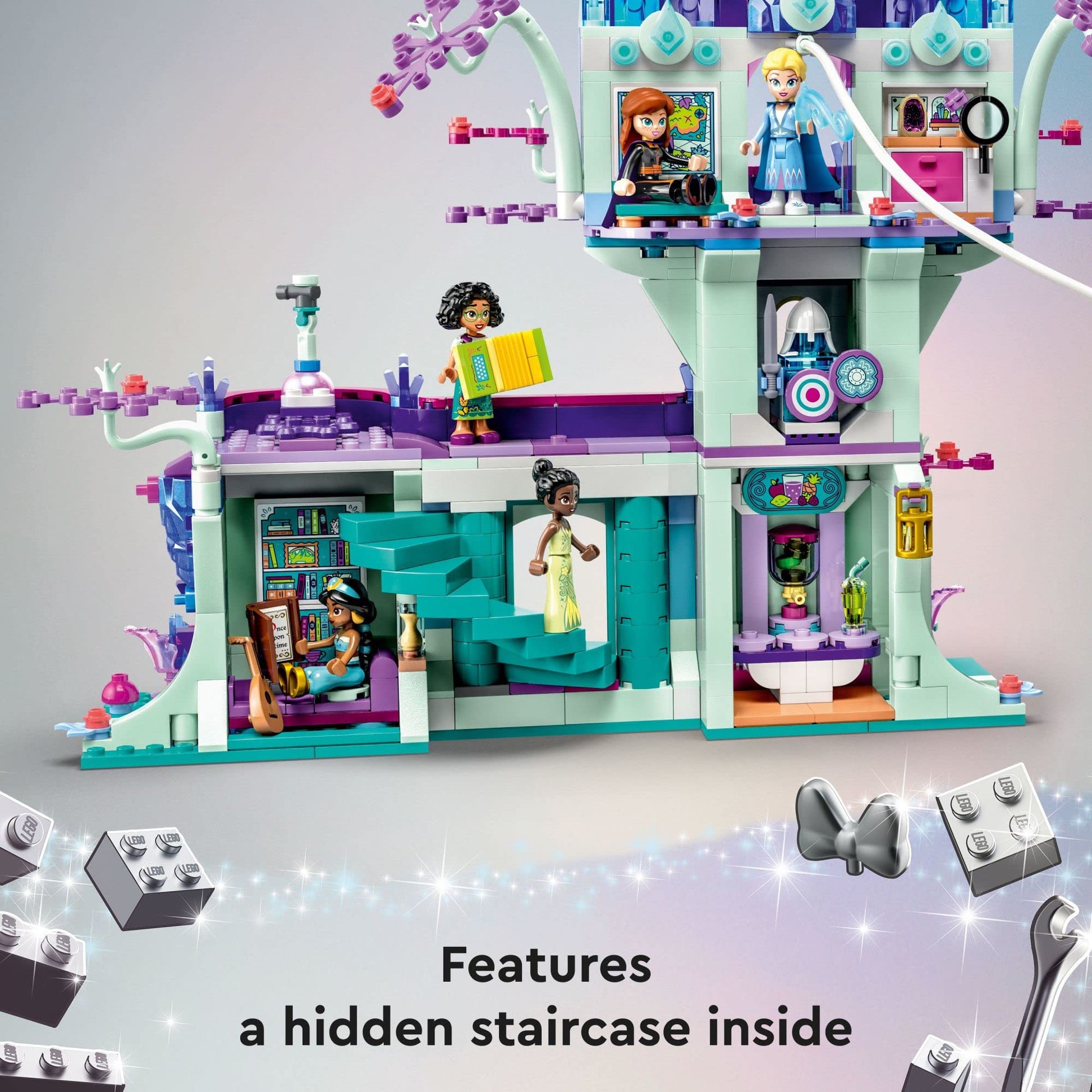 LEGO Disney The Enchanted Treehouse Buildable 2-Level Tree House with 13 Princess Mini-Dolls Including Jasmine, Elsa and Moana, Disney Classic