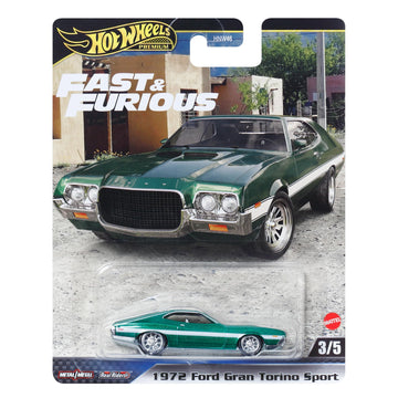 Hot Wheels Premium Fast & Furious 1972 Ford Gran Torino Sport, 1:64 Scale, Green