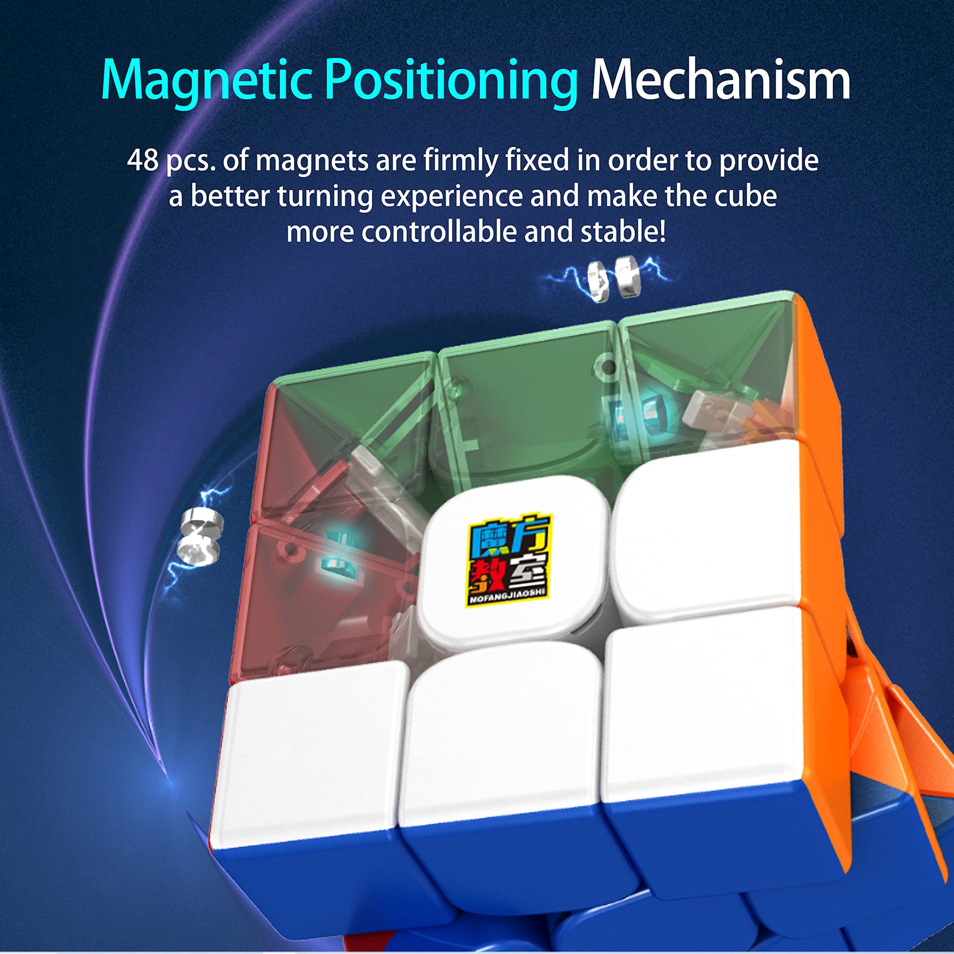 CuberShop Moyu RS3M 2020 3x3 Magnetic Speed Cube, Stickerless Budget Magnetic 3x3 Budget Cube, MFJS Cubing Classroom Professional 3X3 Speed Cube (Moyu