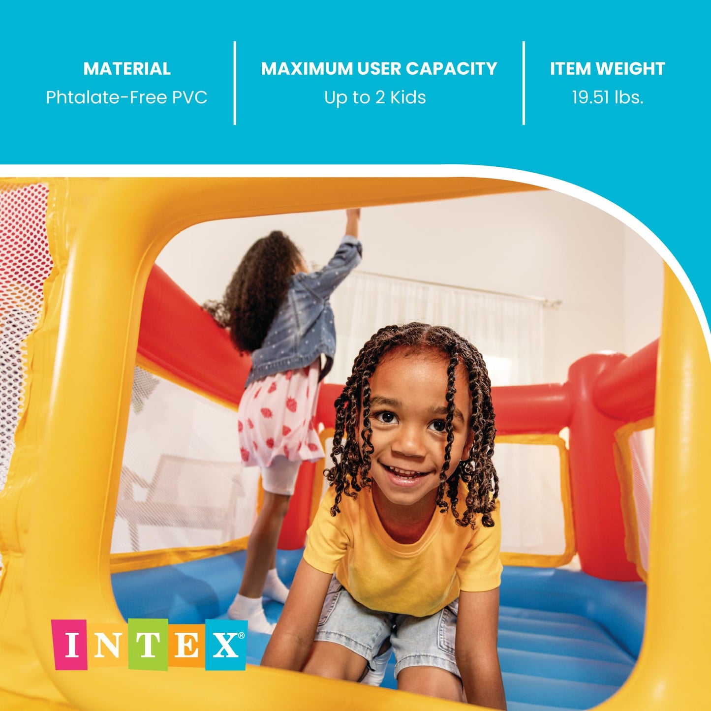 INTEX Jump-O-Lene Inflatable Trampoline Bounce House for Kids Ages 3-6