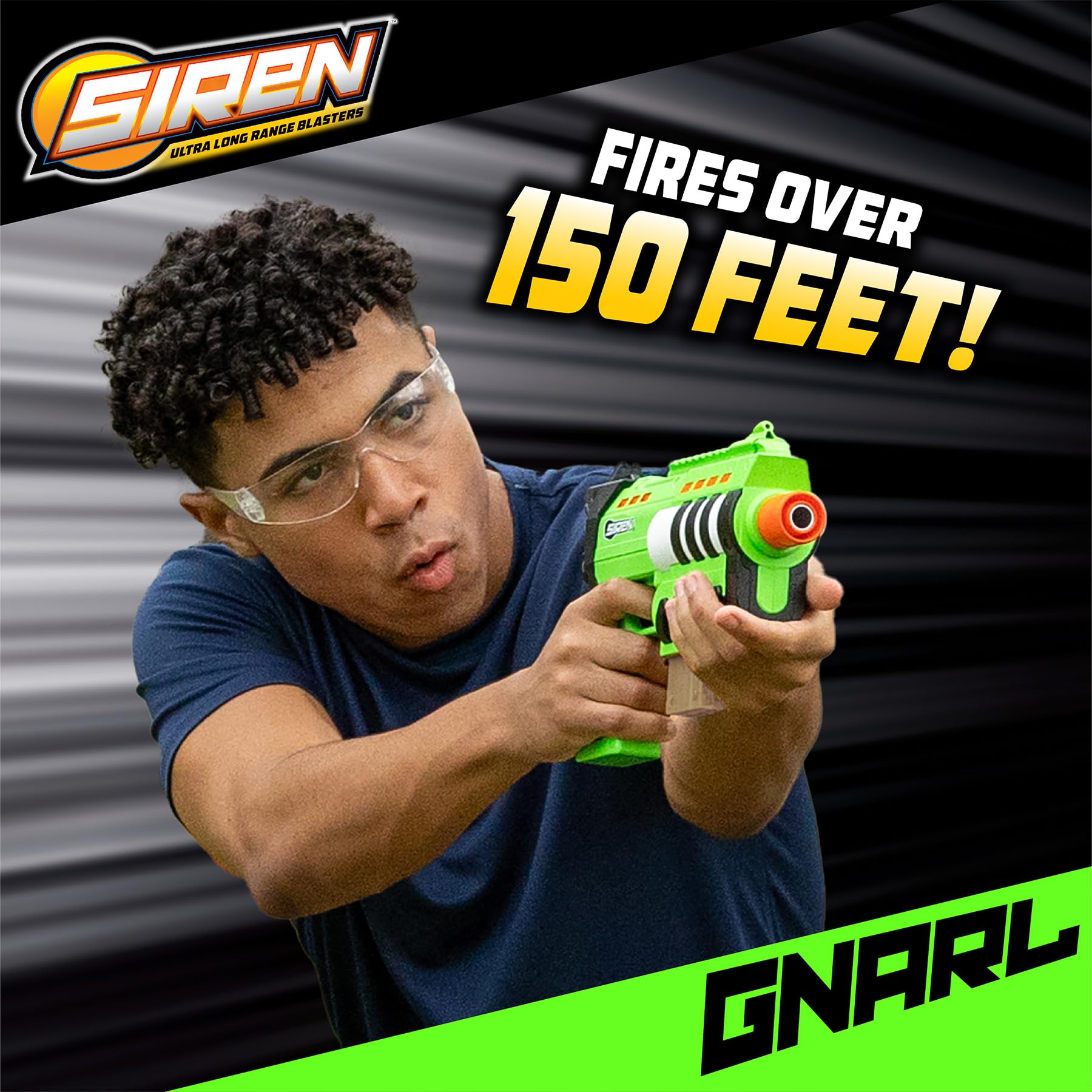 Siren Blasters Gnarl Ultra Long Range Blaster, Multi-Shot Compact Foam Dart Blaster, 5-Dart Magazine, 150 Ft Range, 150 FPS, Outdoor Games, Ages 14+