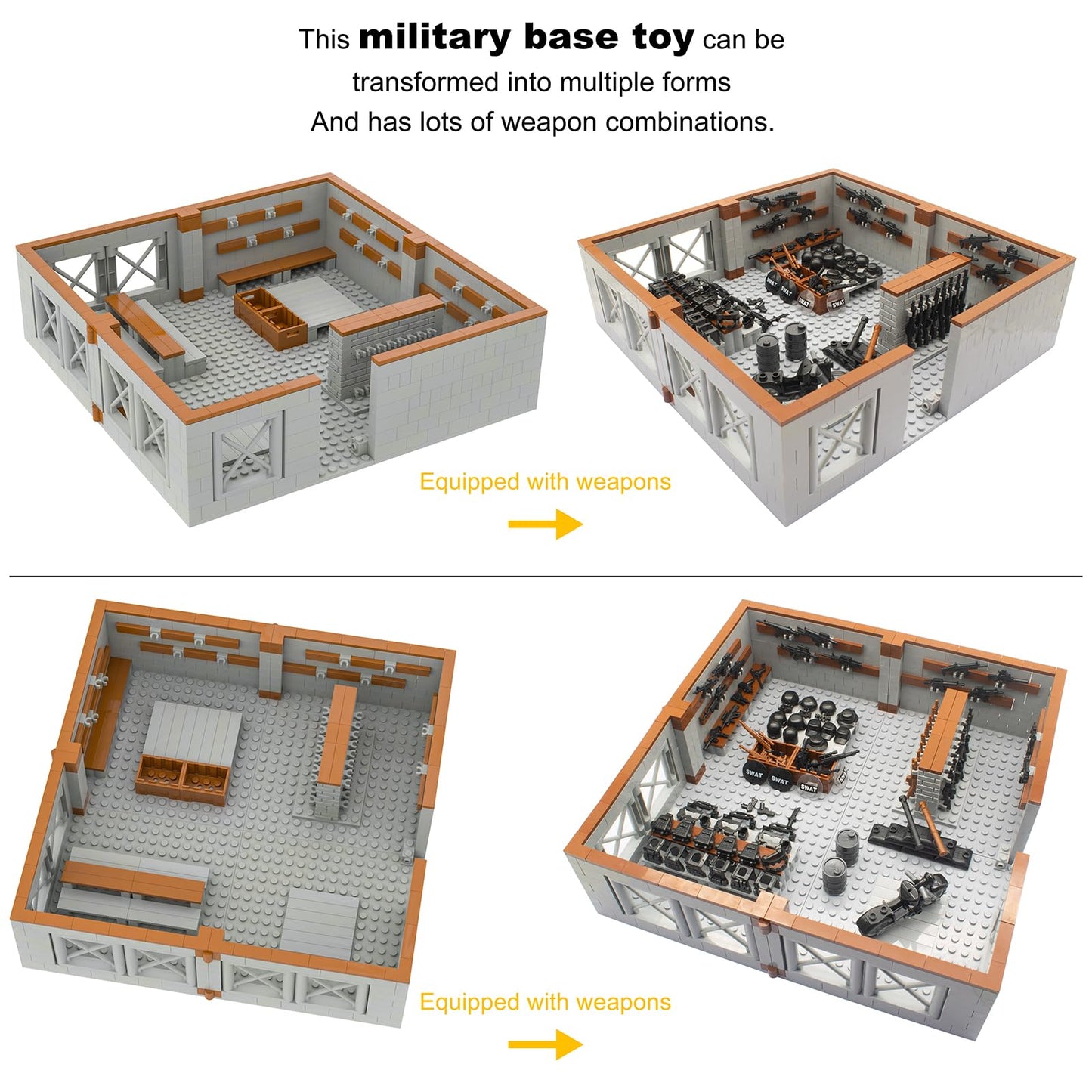 Gonsausola Military Base Building Bricks Set, Defence Base Guard Tower Guns Weapons Building Block Toy, Weapon Pack Accessories Kits Toys for Kids