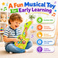 Toys for 1-3Year Old Boy Gift,2-in-1 Electric Guitars,12-18 Month with Spanish Animal Sound and Light Dinosaur Musical Guitar Piano Toys,Learning