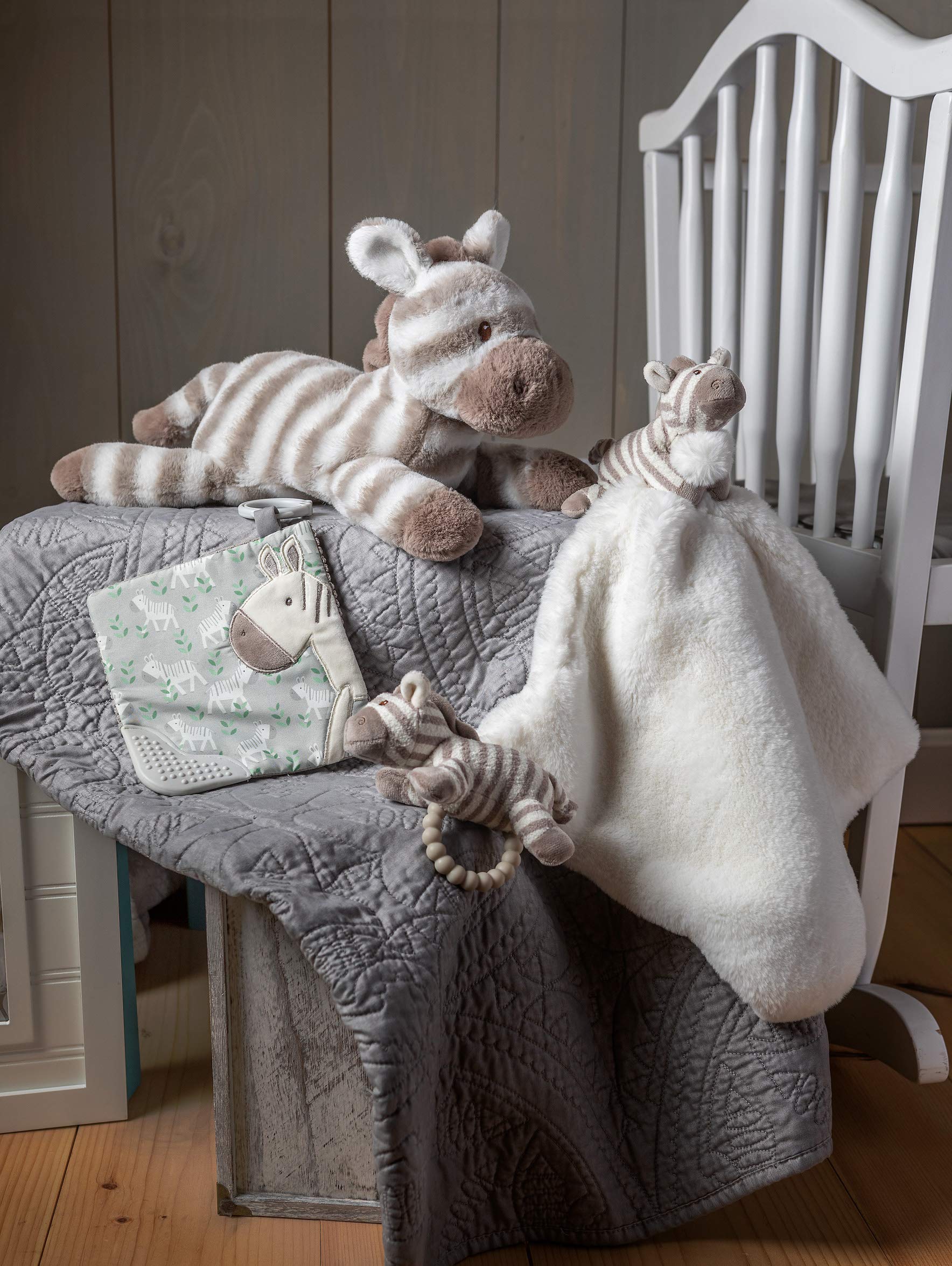 Mary Meyer Afrique Crinkle Teether Toy with Baby Paper and Squeaker, 6 x 6-Inches, Zebra