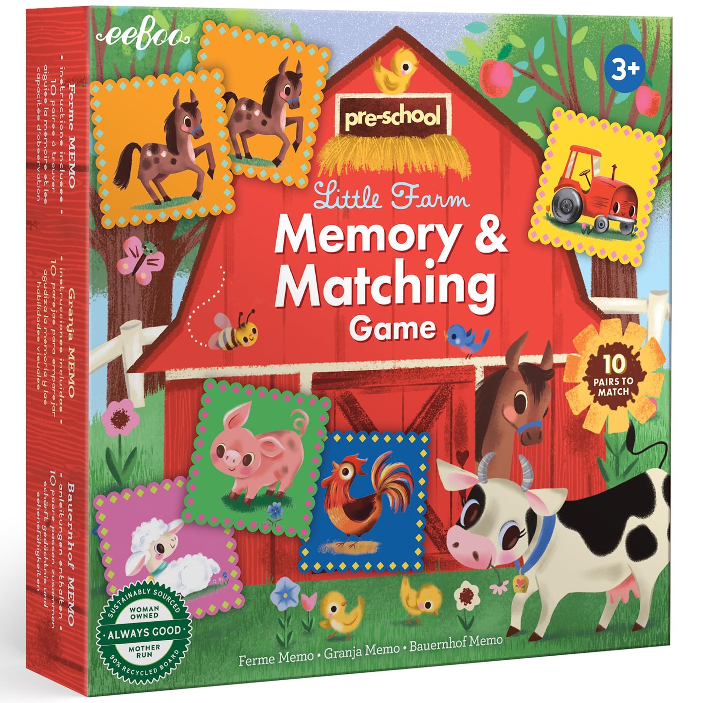 eeBoo Little Farm Memory & Matching Game, Ages 3+, 1-4 Players
