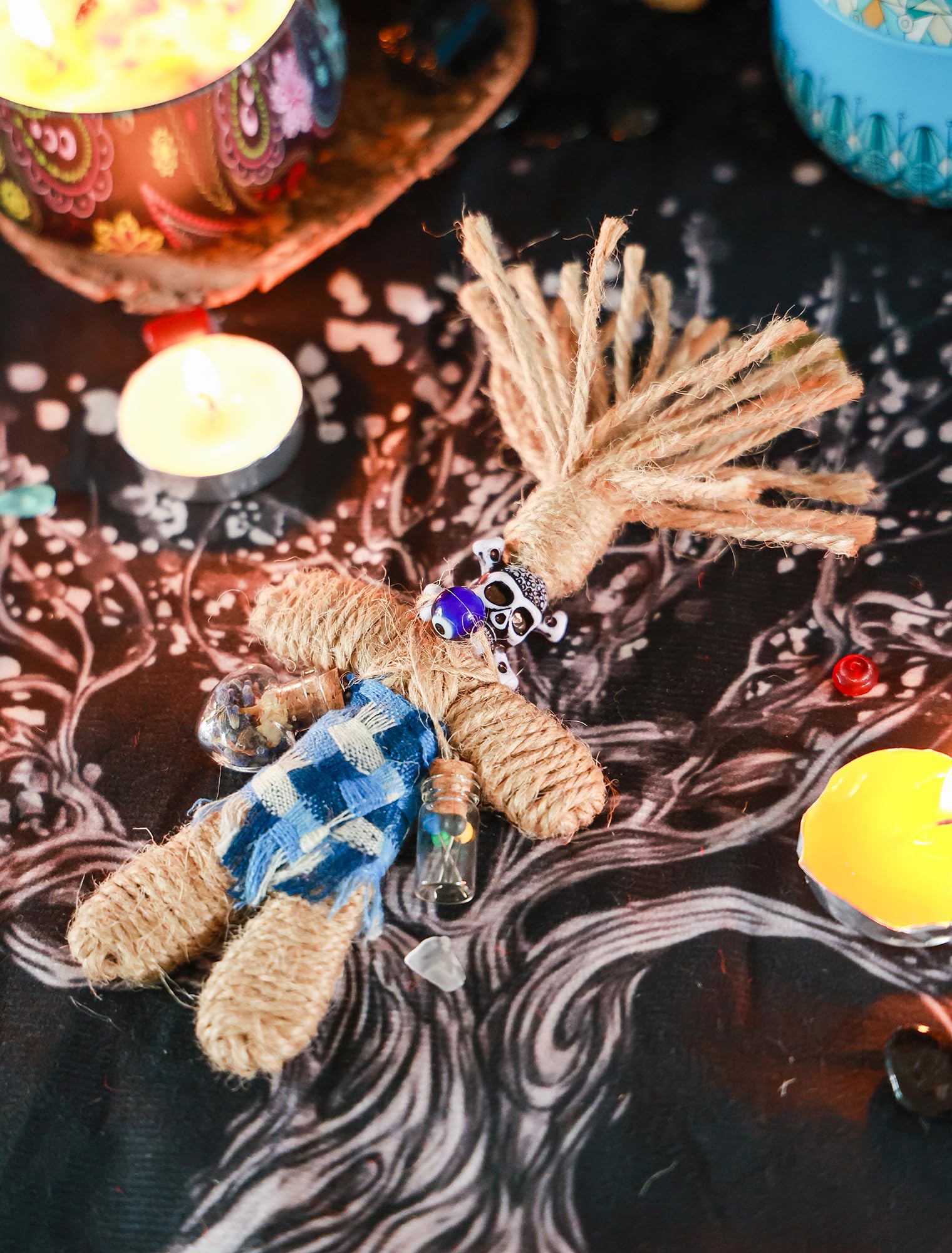 Nosadi Voodoo Doll Real Handmade Creepy Dolls Set Horror Voodoo Supplies Skull Witches Poppet for Halloween Birthday Christmas Party Gift Decoration
