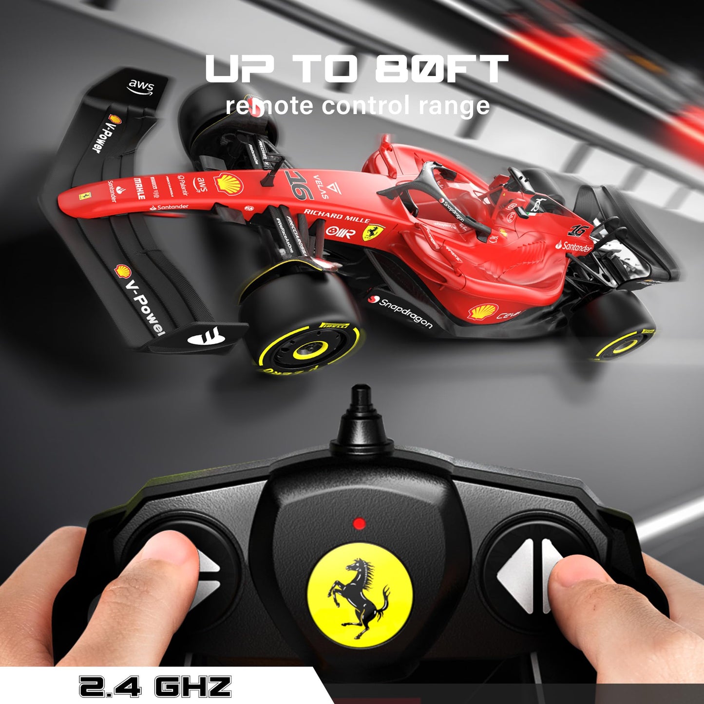 Voltz Toys Authentic Licensed 1:18 Ferrari F1 75 Remote Control Car - F1 Collection RC car Series for Kids and Adults - 2.4GHz RC Car for Gift (1:18