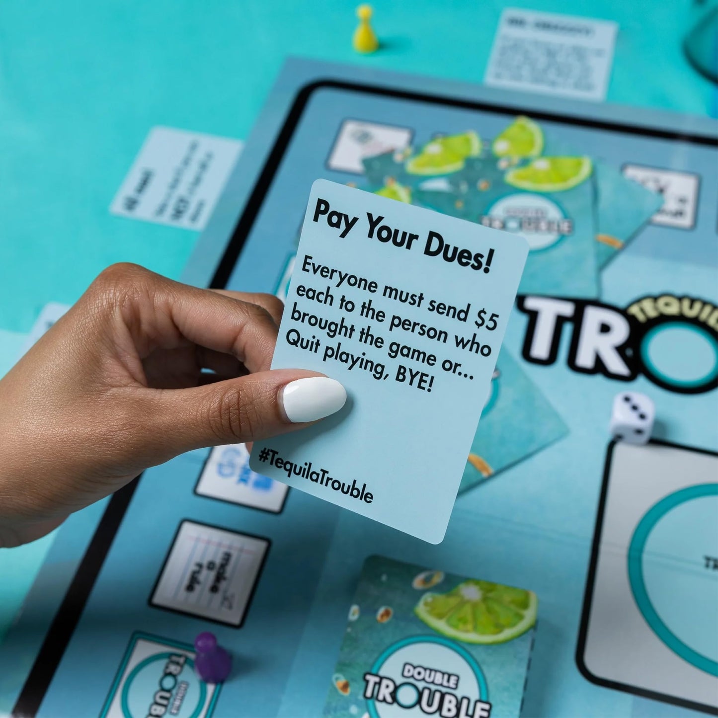Tequila Trouble Drinking Board Game | Adult Drinking Game for Parties | 2-16 Players | Age 21+ | Double Trouble Dare Cards | Game Night | Bachelorette
