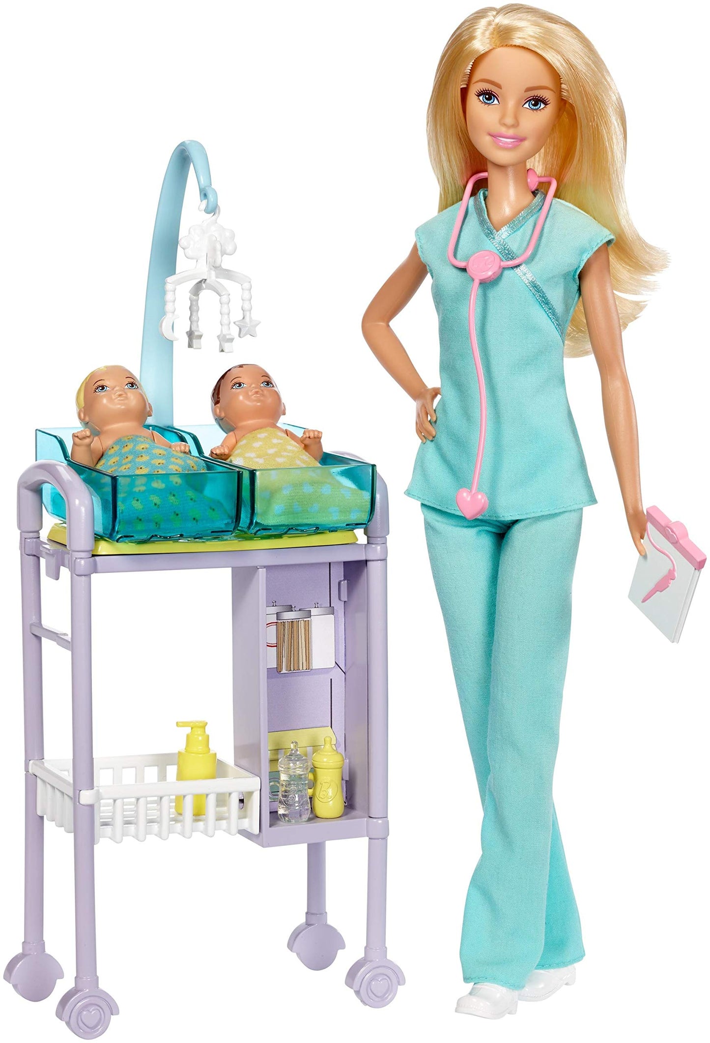 Barbie Doll Baby Doctor Play Set with Two Patients