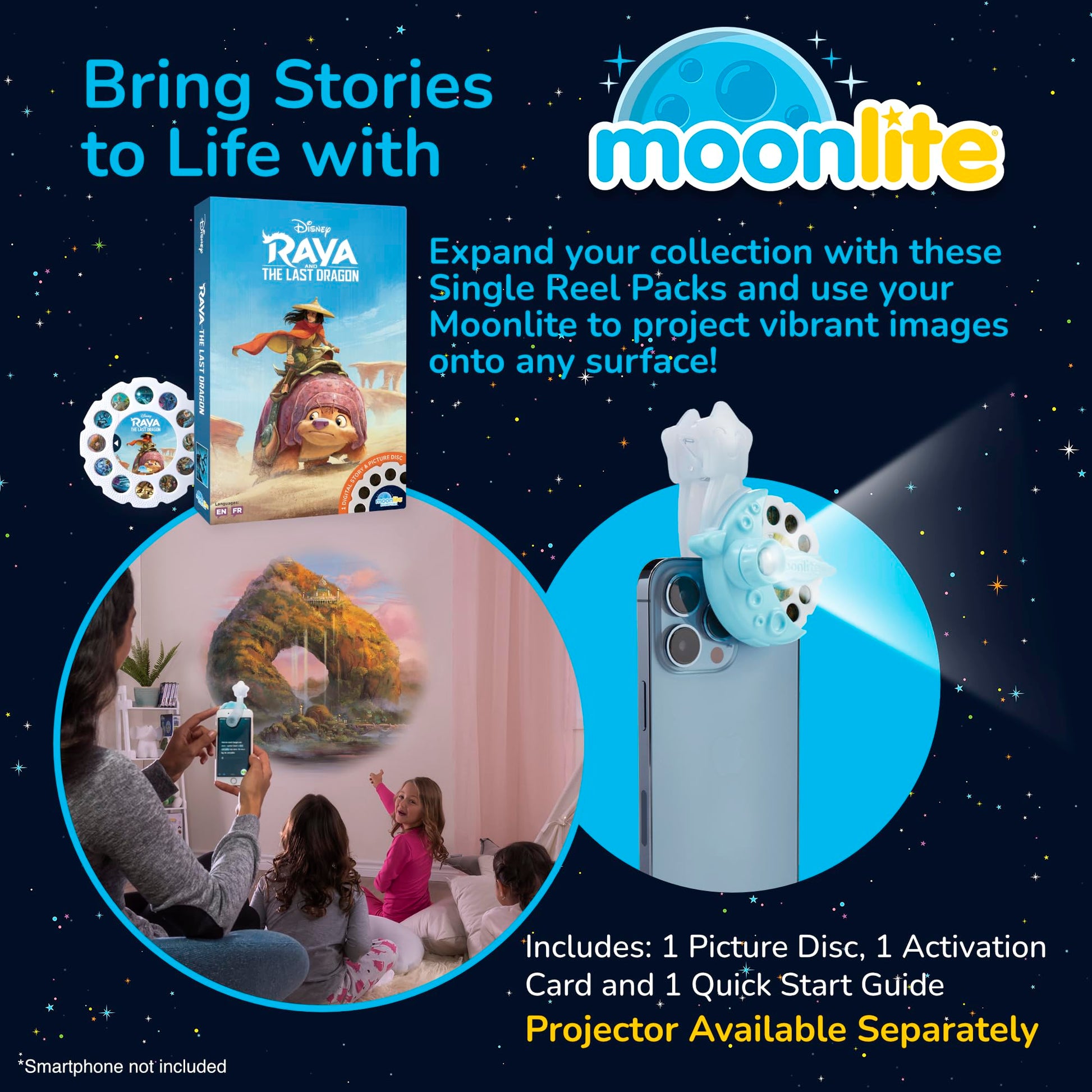 Moonlite Storytime - Disney's Raya Storytime Disc - A Magical Way to Read Together - Projector Sold Separately - Digital Story w/ Sound FX - Learning