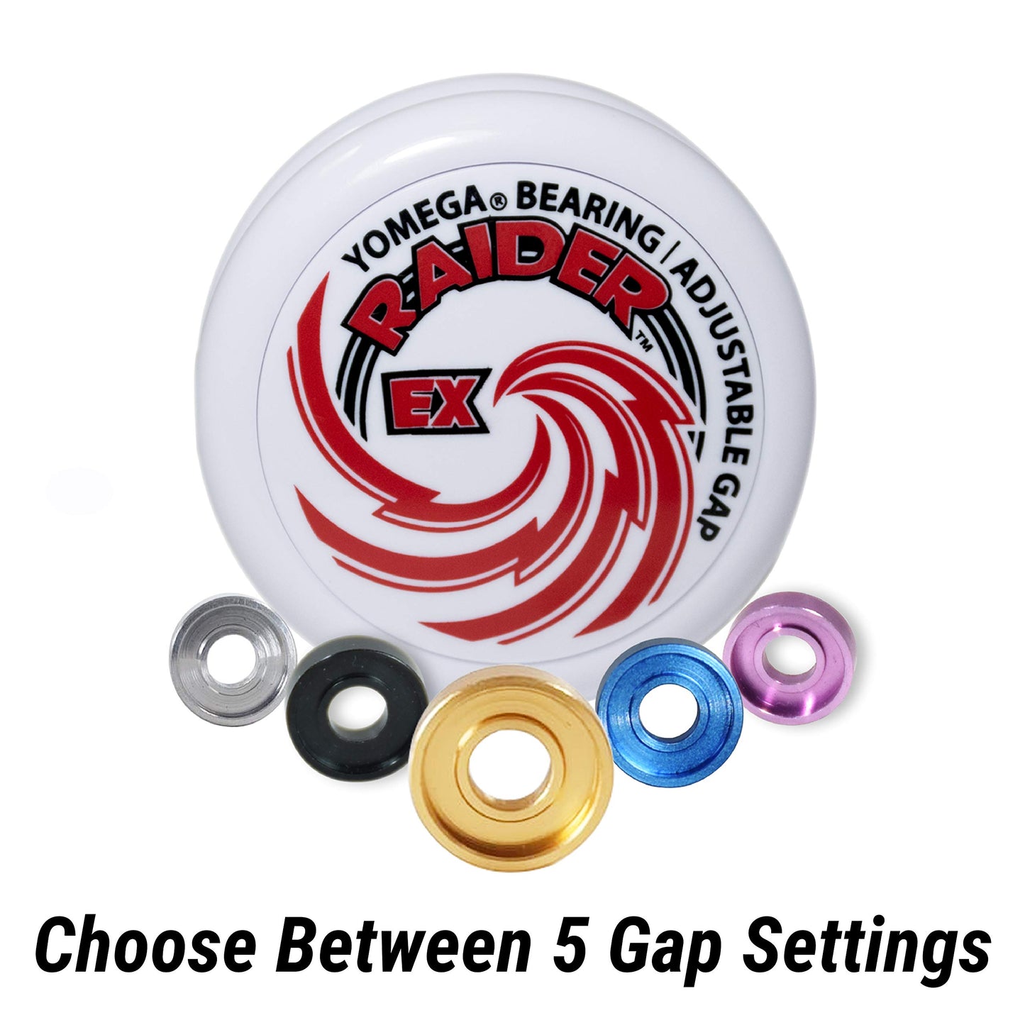 Yomega Raider Ex - Professional Responsive Ball Bearing yoyo, Great for Advanced String Tricks and Looping Play + 5 spacers + Extra 2 Strings (White)