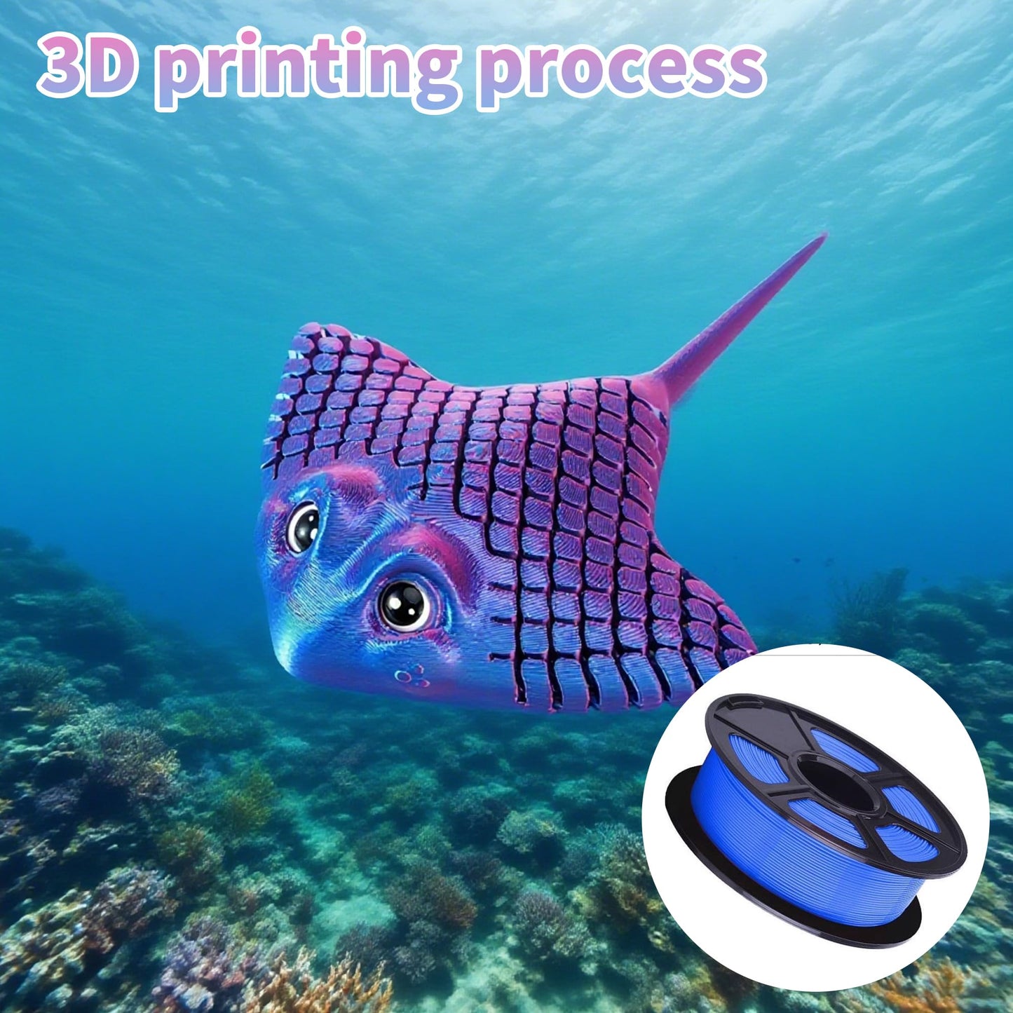 YOUNEEDFUL 3D Printing Devilfish Cute Devilfish,3D Printed Toys,Desktop pet Toy Gifts and Home Decorations (Laser Purple)