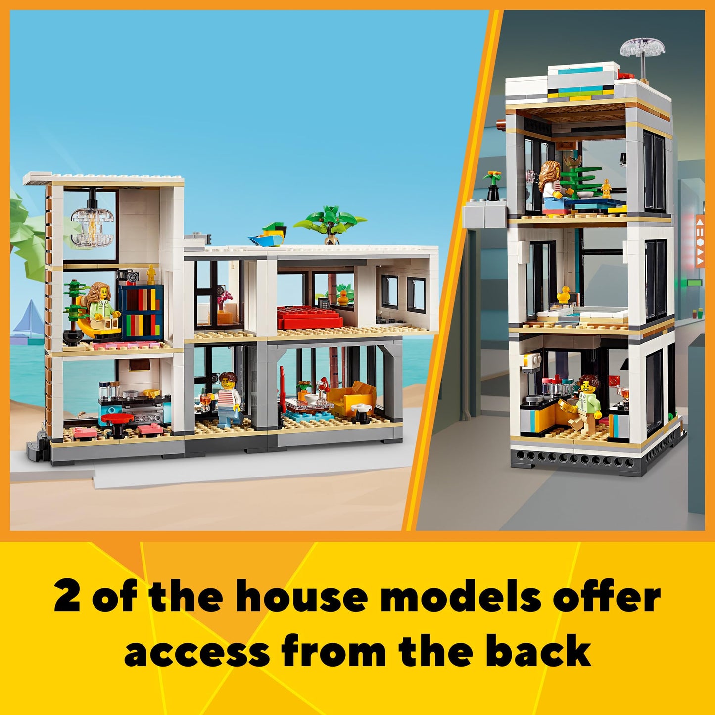 LEGO Creator 3 in 1 Modern Toy House - Kids Toy Building Set with 3 Building Options for Boys & Girls, Ages 9+ - with 2 Minifigures for Pretend Play