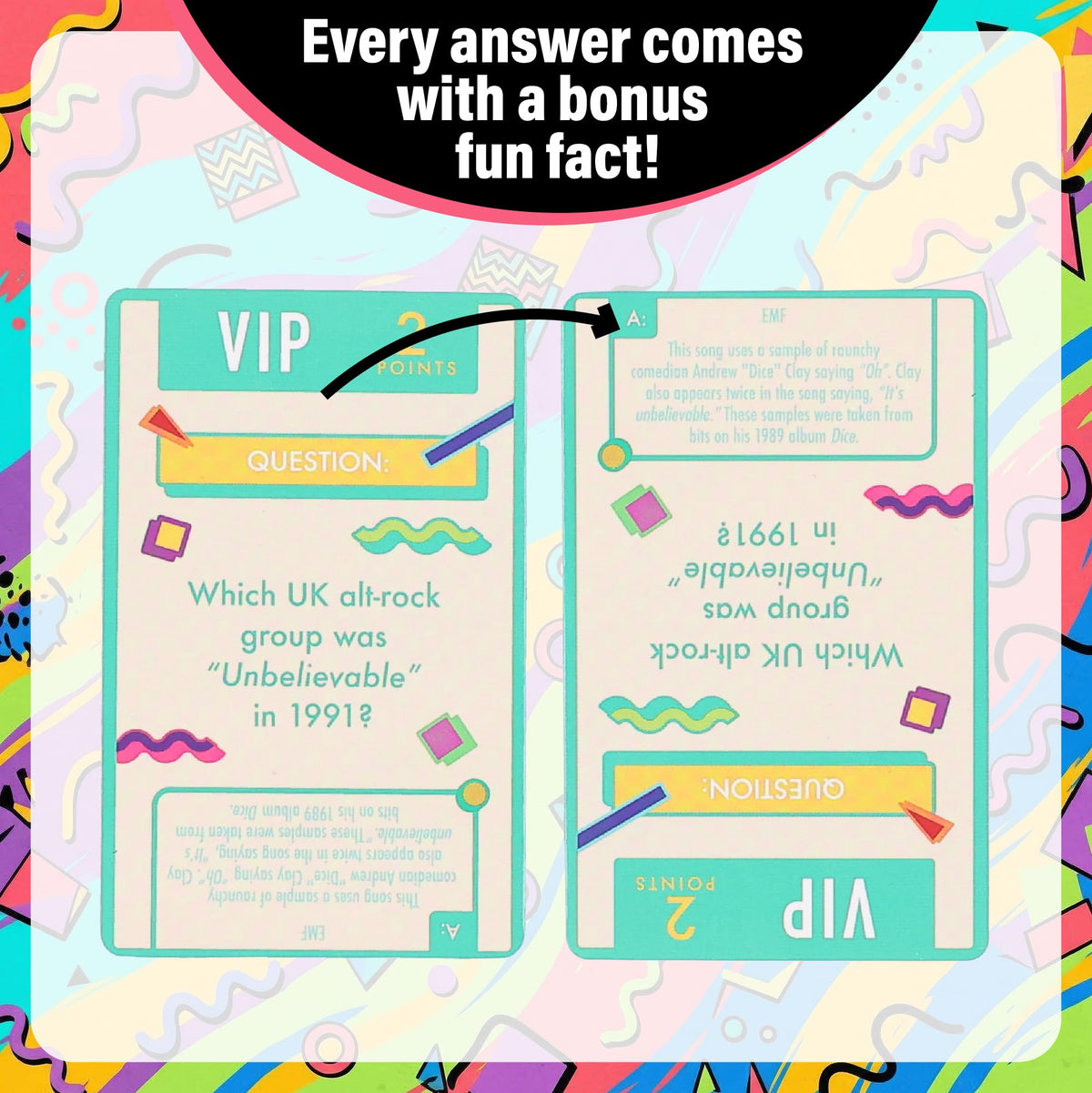 AQUARIUS Music Trivia Card Game - Pop, Rock, Hip-Hop & Alternative Quiz - Party Game for Adults & Teens, Gift for Music Lovers - I Love the 90s