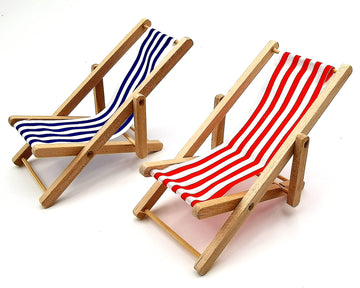 SXFSE Dollhouse Decoration, Mini Wooden Folding Beach Sunbath Chair Longue Deck Chair Craft Dollhouse Accessories