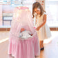 Badger Basket Enchanting Sweet Dreams Round Doll Bassinet with Canopy and LED Lights for 18-Inch Dolls - A Magical Sleeping Space