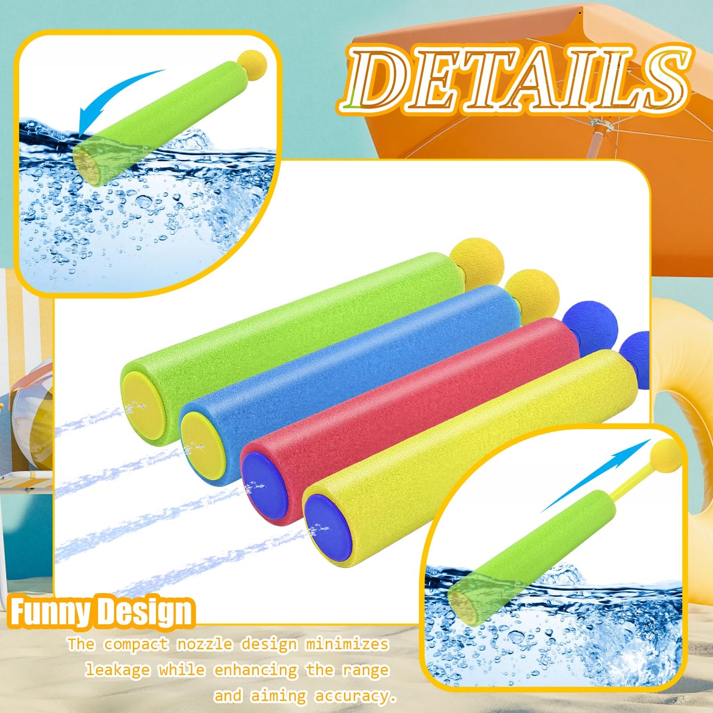 16 Pack Water Guns for Kids, Foam Water Blaster Soaker Squirt Guns for Kids & Adults, Summer Outdoor Pool Beach Toys, Party Favors, Family Games