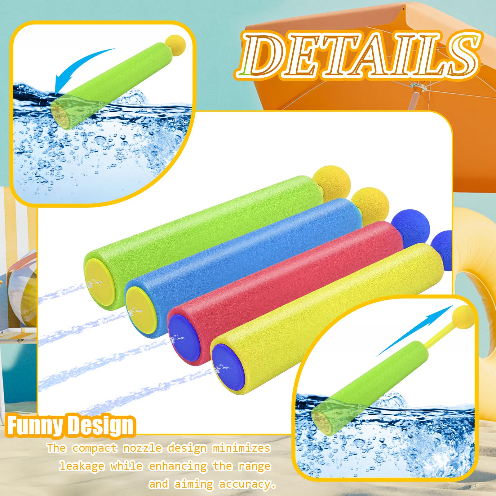 16 Pack Water Guns for Kids, Foam Water Blaster Soaker Squirt Guns for Kids & Adults, Summer Outdoor Pool Beach Toys, Party Favors, Family Games