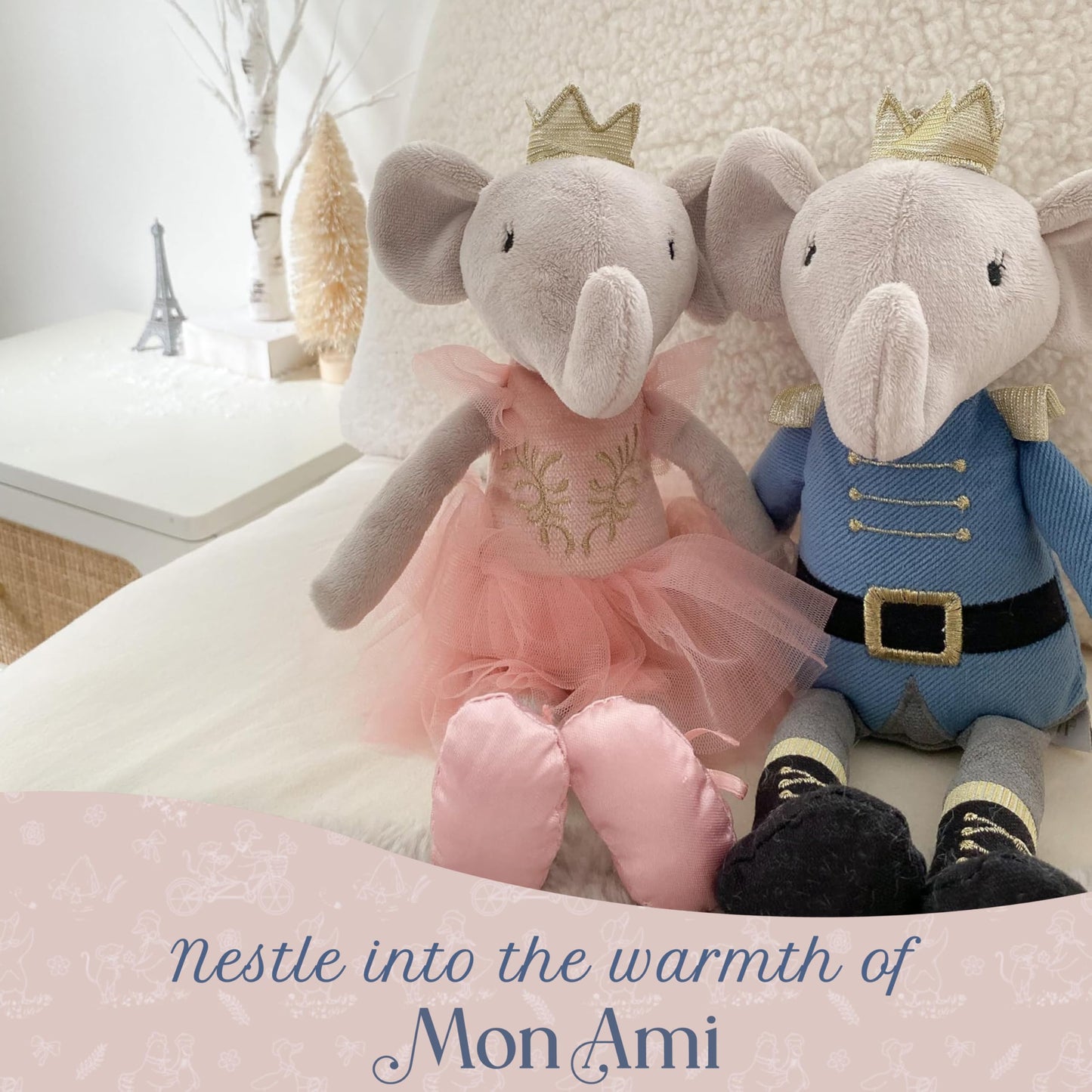 MON AMI Prince Earl Elephant 12-Inch Stuffed Animal, Soft Plush Toy Gift