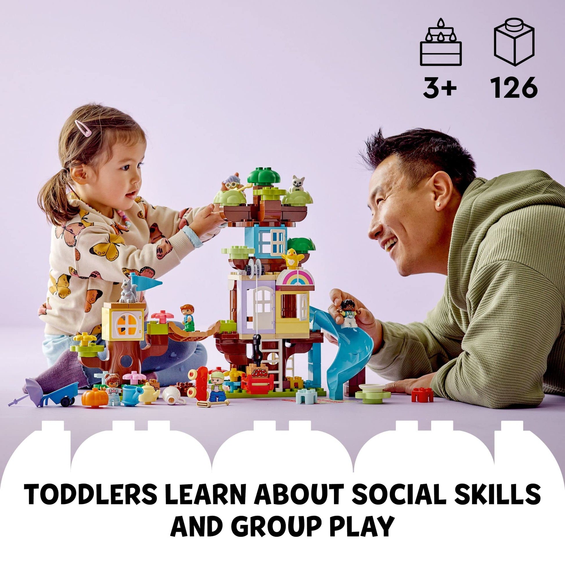 LEGO DUPLO 3in1 Tree House 10993 Creative Building Toy for Toddlers, Includes 8 Figures for Teaching Social Skills, Playing Together and Group Play