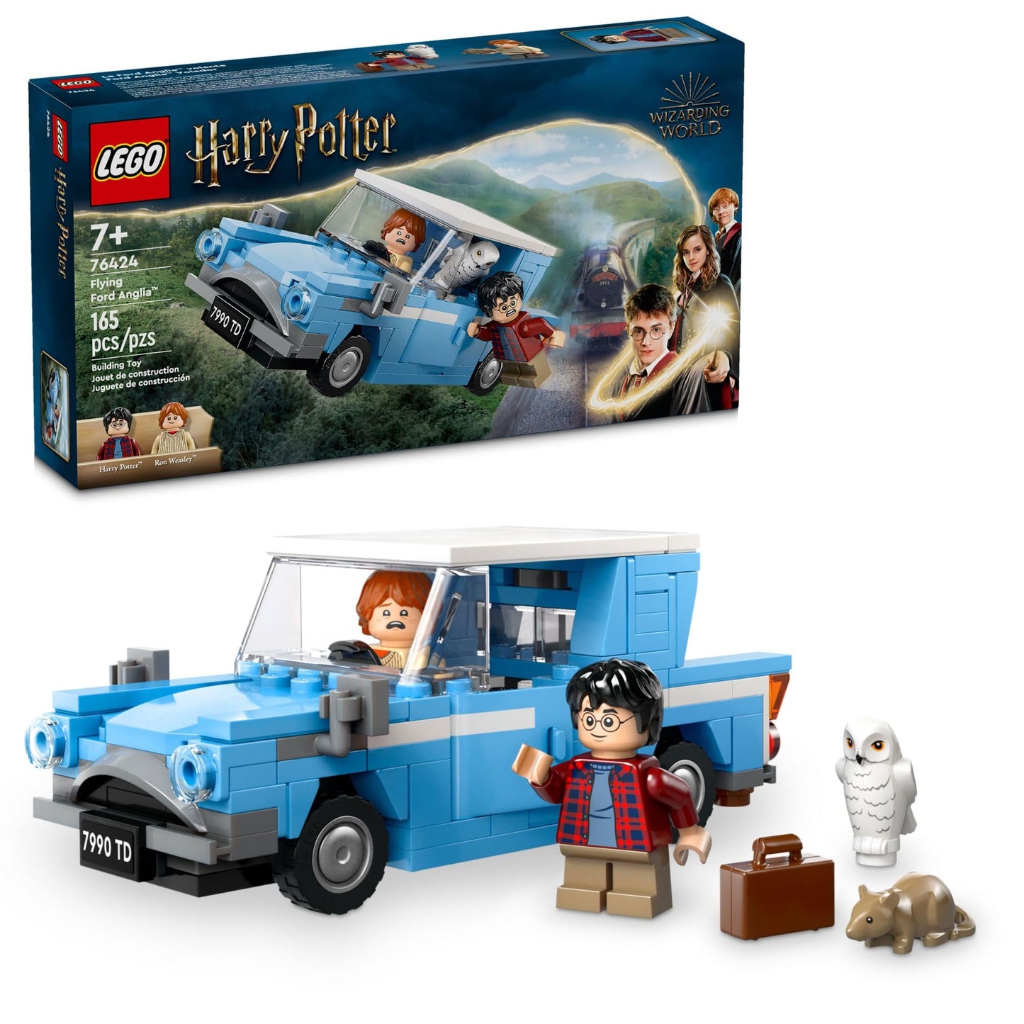 LEGO Harry Potter Flying Ford Anglia, Buildable Car Toy with 2 Minifigures for Role Play, Fantasy Playset for Kids, Harry Potter Car, Gift for Boys