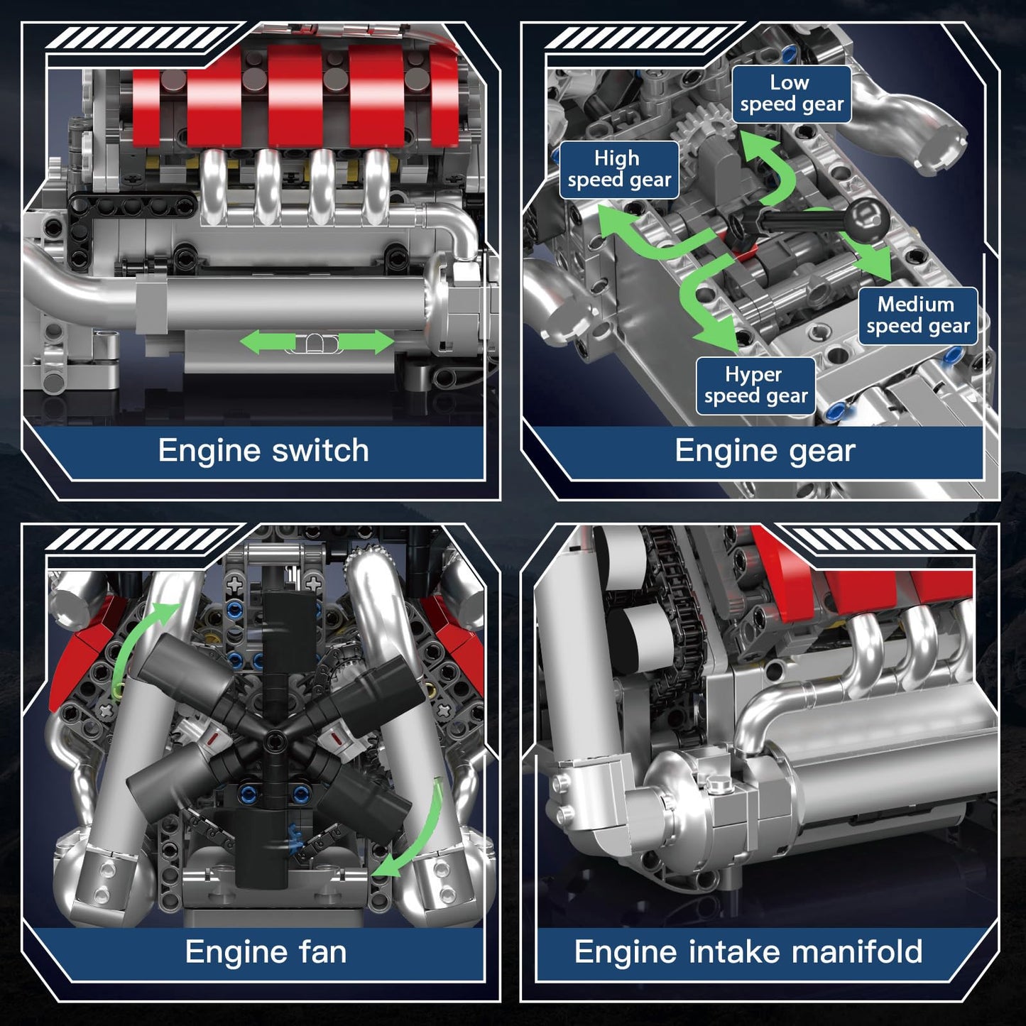Mould King V8 Model Engine Kit for Adults, 1169 PCS Motor STEM Building Set
