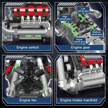 Mould King V8 Model Engine Kit for Adults, 1169 PCS Motor STEM Building Set
