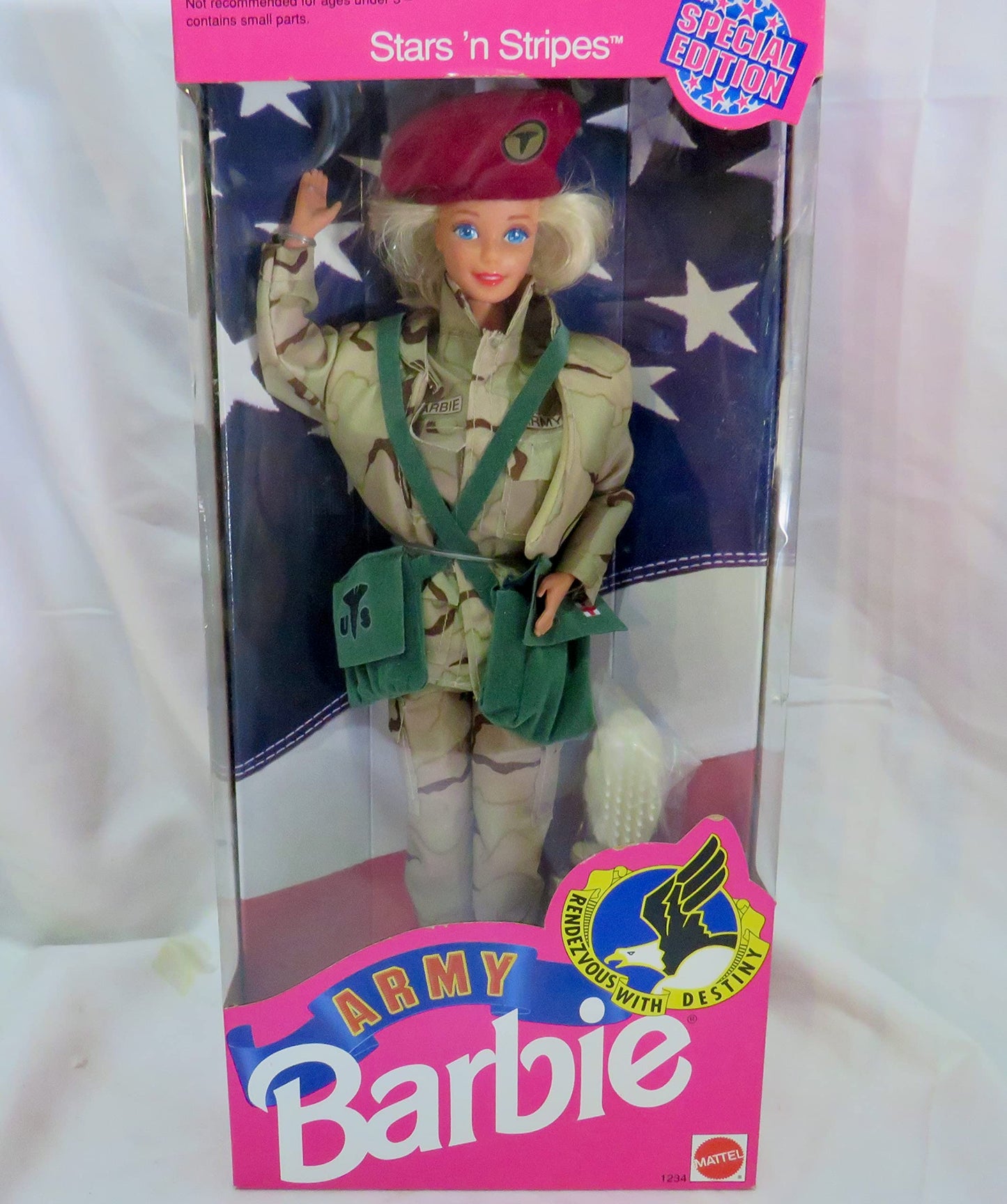 ARMY BARBIE DOLL Special Edition STARS 'n STRIPES w Army Outfit & More (1992)
