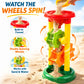 Liberty Imports Double Sand & Water Wheel Tower Beach Toy Set w/Built-in Funnel, Sieve, Bucket, Shovel, Rake, Animal Molds for Kids, Toddlers Play